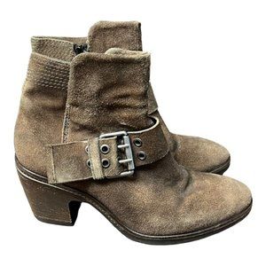 Miz Mooz Boots Women's 7.5 Suede Ankle Bootie Buckle Western Rodeo